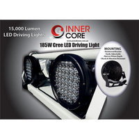 Inner Core 2 X 9" 185w Cree LED Round Driving Spot Lights Free Security Nuts