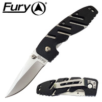 Fury Zebra Black Pocket Knife 100mm