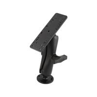 RAM-111U - RAM 1.5  Diameter Ball Mount with 6.25  X 2  Rectangle Base, STANDARD LENGTH Double Socket Arm  2.5  Round Base (AMPs Hole Pattern)