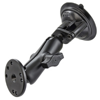 RAM-B-166-202U - RAM Twist Lock Suction Cup with Double Socket Arm and Round Base Adapter