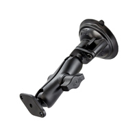 RAM-B-166U - RAM Twist Lock Suction Cup with Double Socket Arm and Diamond Base Adapter; Overall Length: 6.75